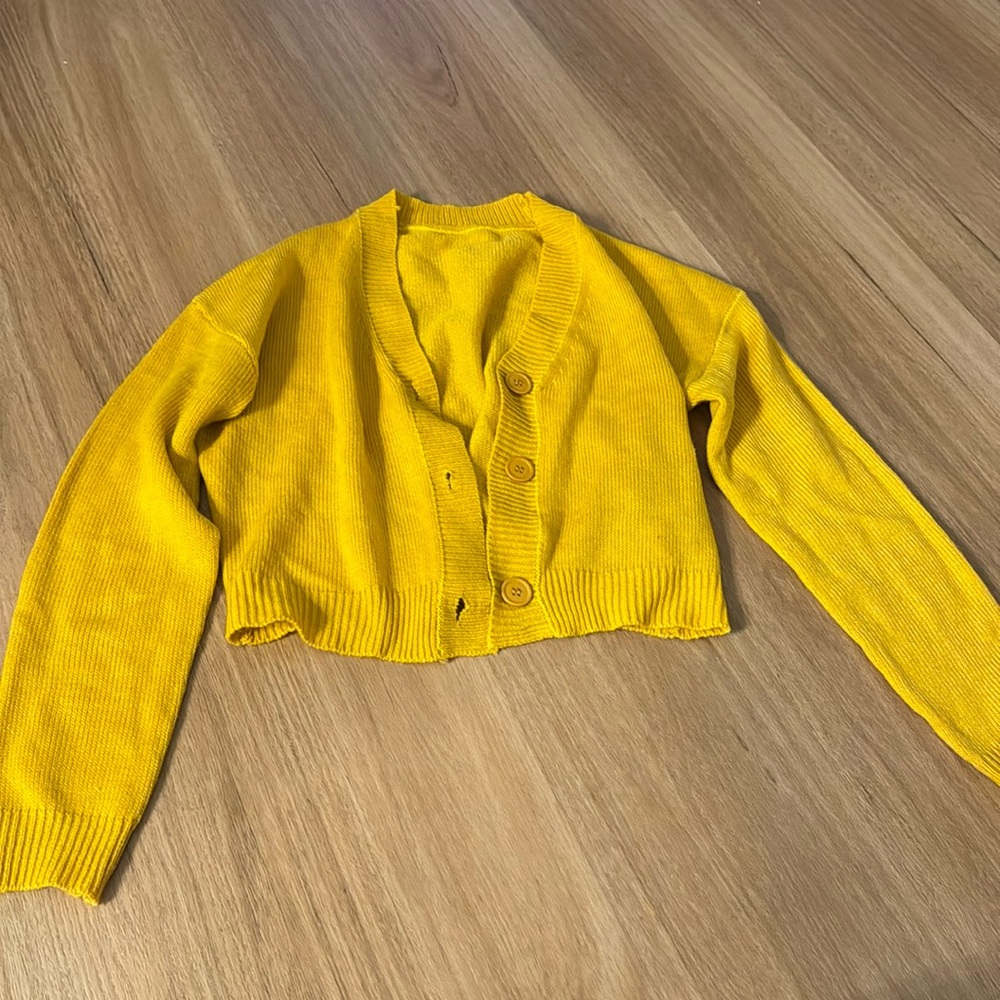 Yellow cardigan